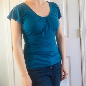 NY&Co Side Ruched Teal Top M